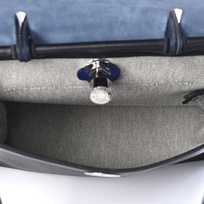 Hermes Toile H Berline Vache Hunter Herbag Zip PM 31 Bleu Encre Black 5 of 5