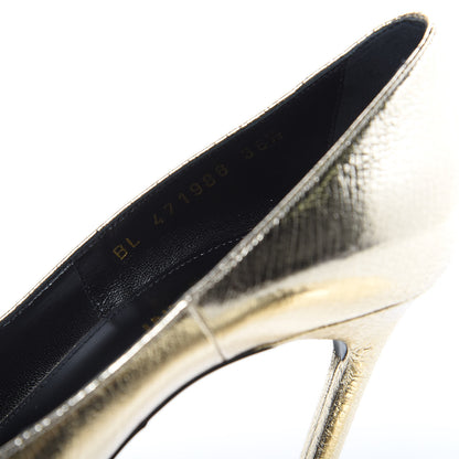 Saint Laurent Metallic Supercrack Goatskin Anja 105 Pumps 38.5 Platino 8 of 9