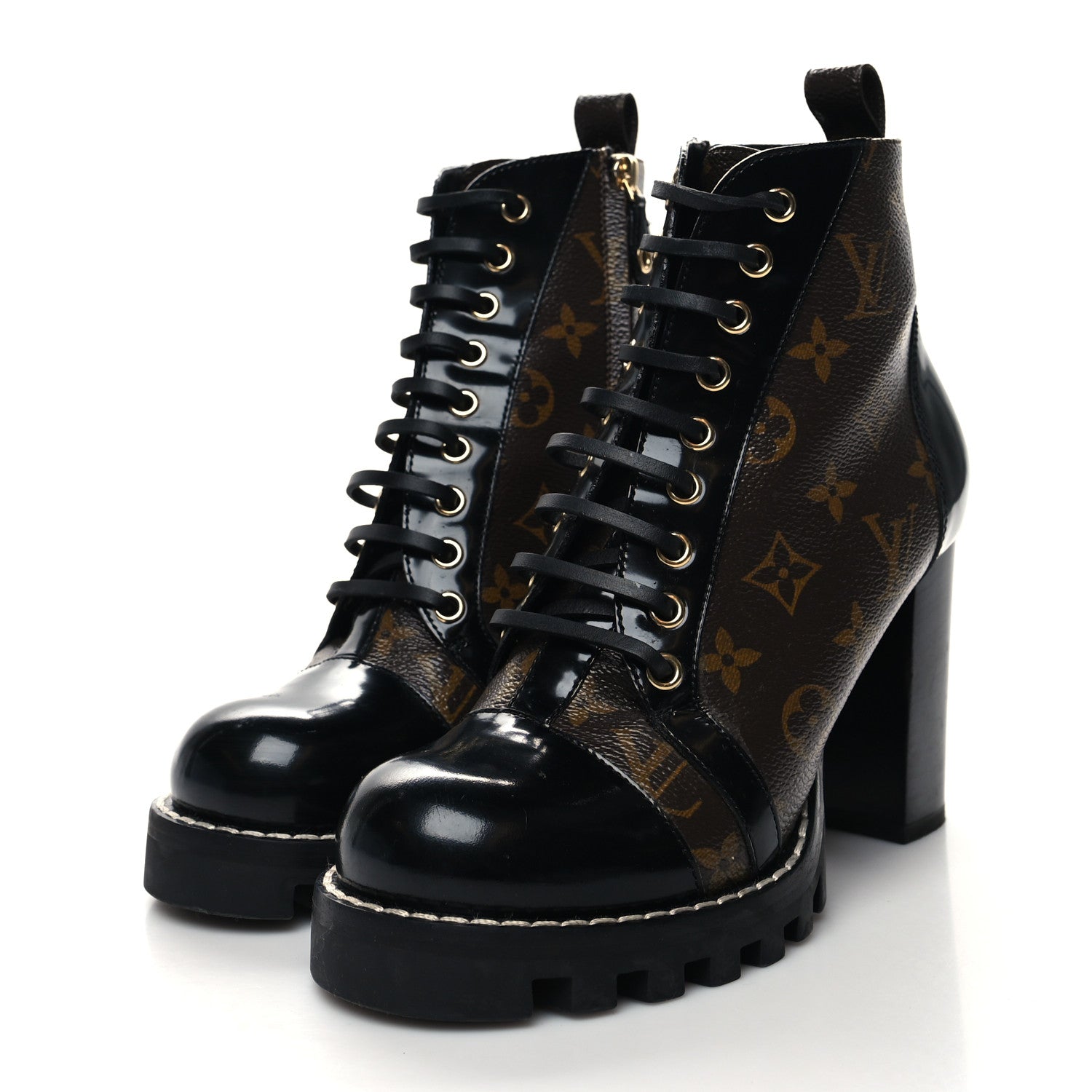 Louis Vuitton Patent Calfskin Monogram Star Trail Ankle Boots 39 Black 3 of 7