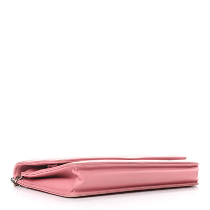 Chanel Lambskin Camellia Embossed Wallet On Chain WOC Pink 4 of 12