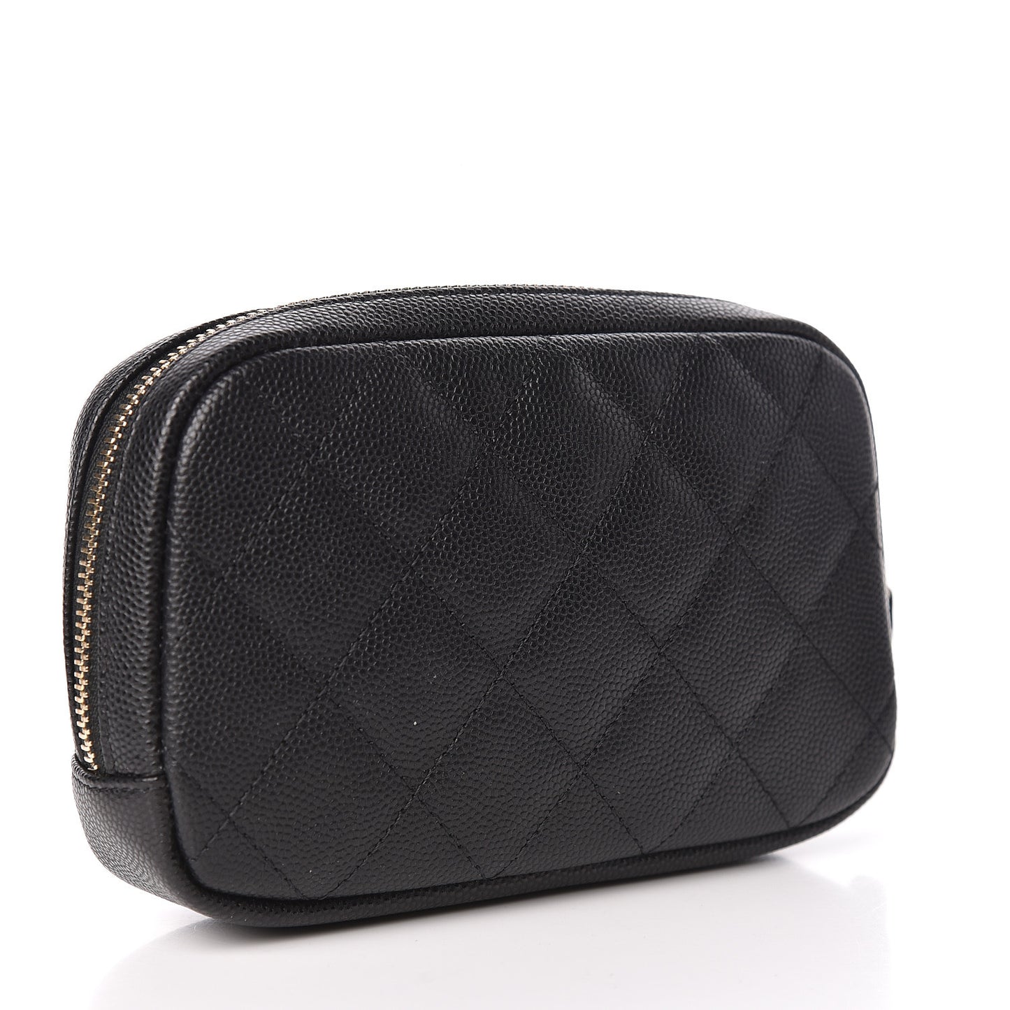 Caviar Quilted Small Curvy Pouch Cosmetic Case Black