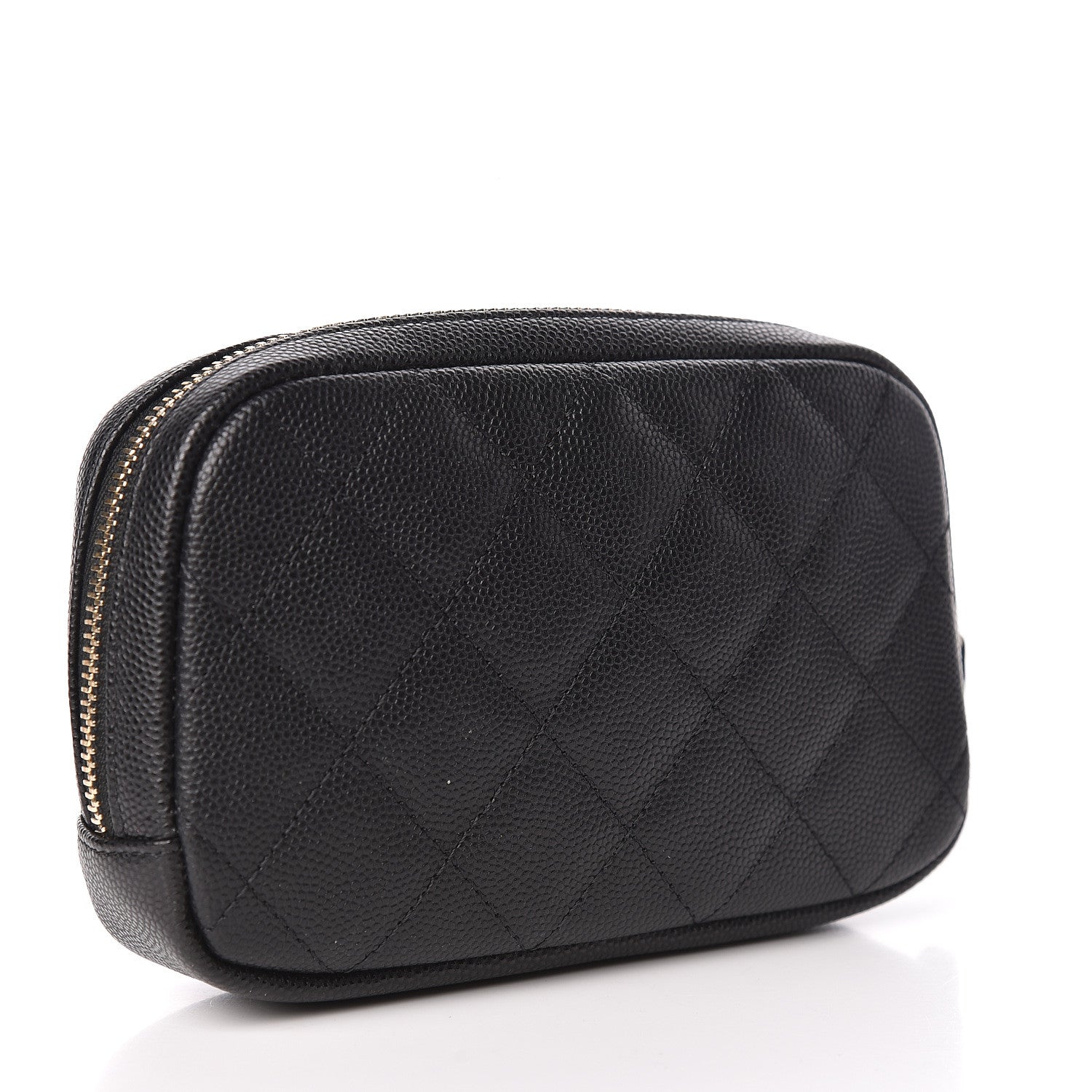 Chanel Caviar Quilted Small Curvy Pouch Cosmetic Case Black 3 of 7