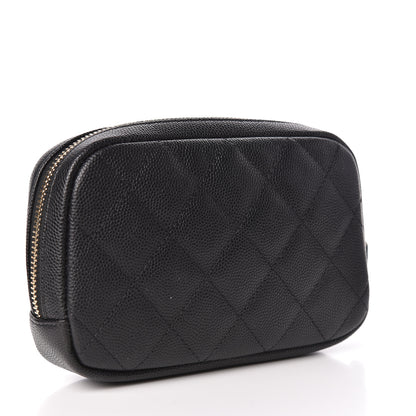 Chanel Caviar Quilted Small Curvy Pouch Cosmetic Case Black 3 of 7