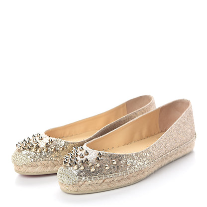 Christian Louboutin Glitter Aliochette Espadrilles 36 Platine Light Gold 3 of 7