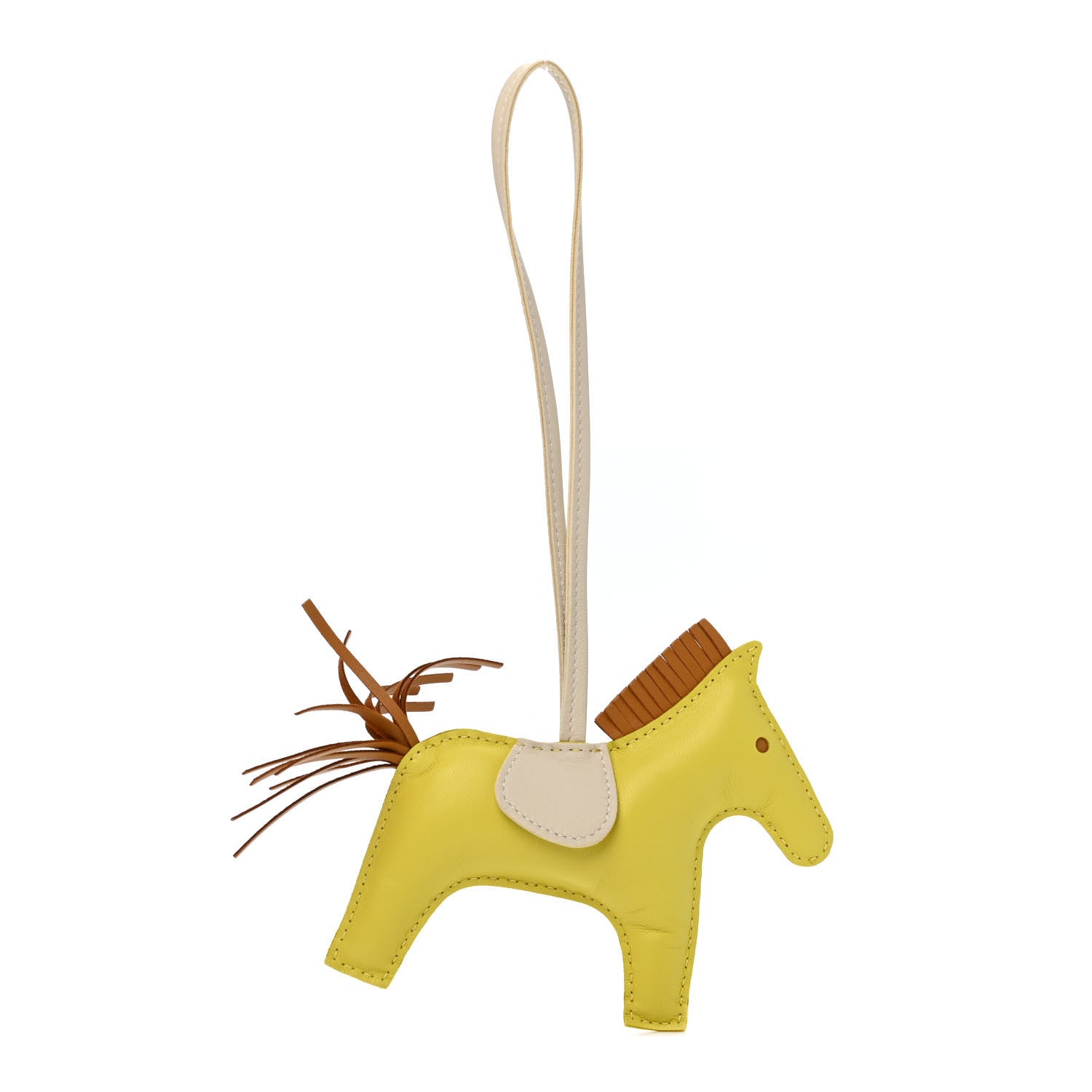 Hermes Milo Lambskin Grigri Rodeo Horse Bag Charm MM Lime Sesame Craie 1 of 6