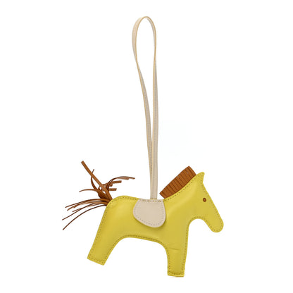 Hermes Milo Lambskin Grigri Rodeo Horse Bag Charm MM Lime Sesame Craie 1 of 6