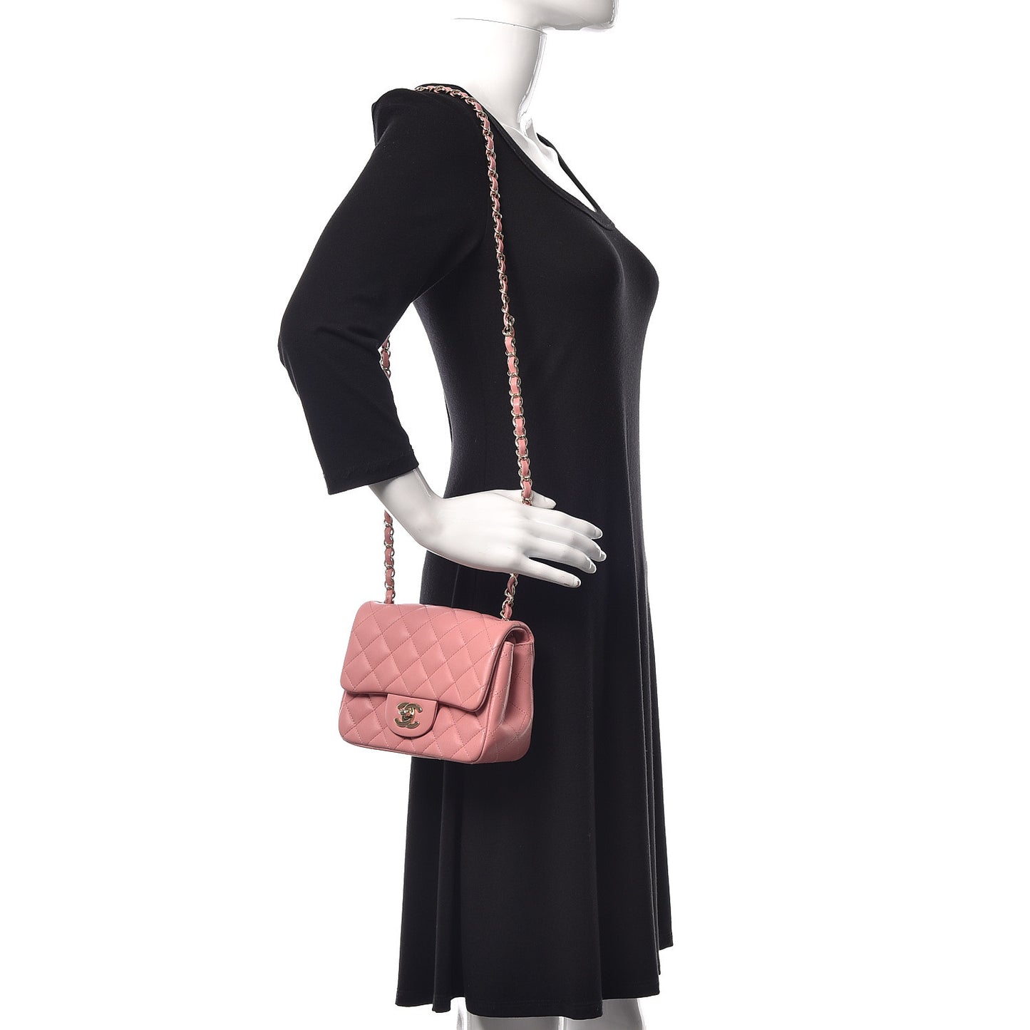 Lambskin Quilted Mini Square Flap Pink