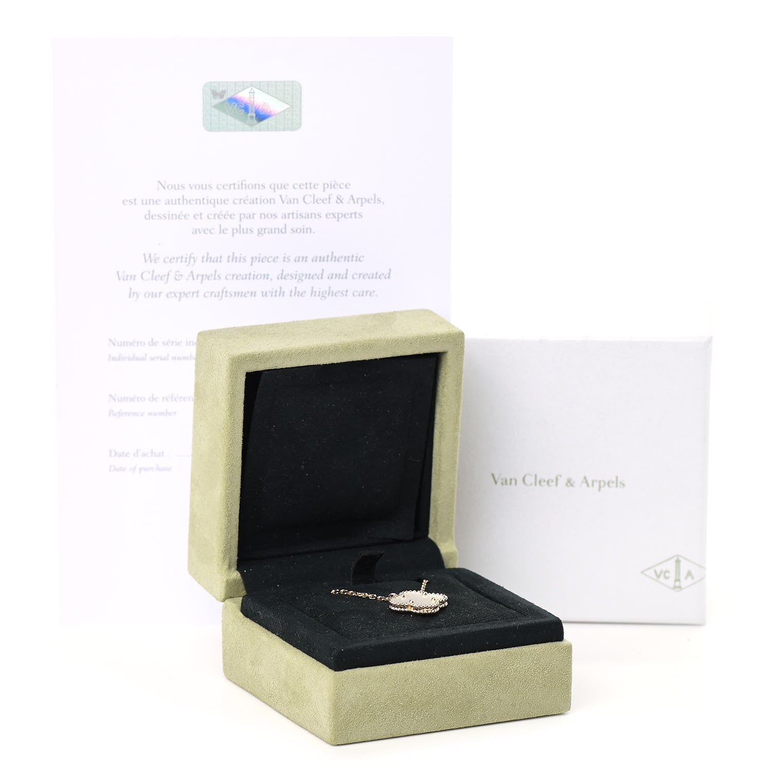 Van Cleef & Arpels 18K Yellow Gold Mother of Pearl Vintage Alhambra Pendant Necklace 7 of 7