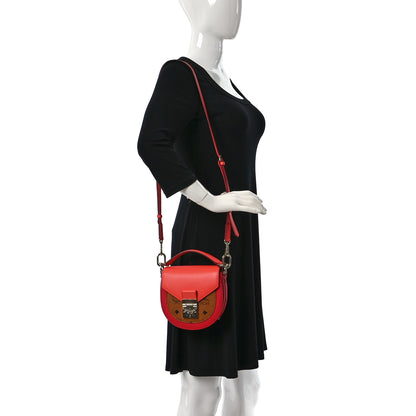 MCM Visetos Calfskin Small Patricia Shoulder Bag Cognac Red 2 of 9