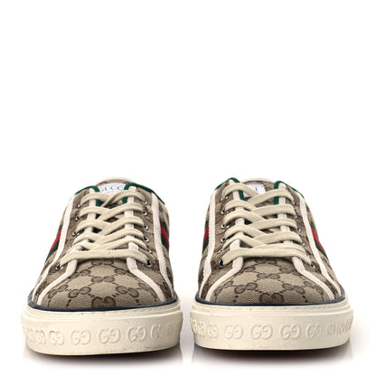 Gucci GG Monogram Web Mens 1977 Tennis Sneakers 9 Beige Ebony Mystic White Vert 3 of 11