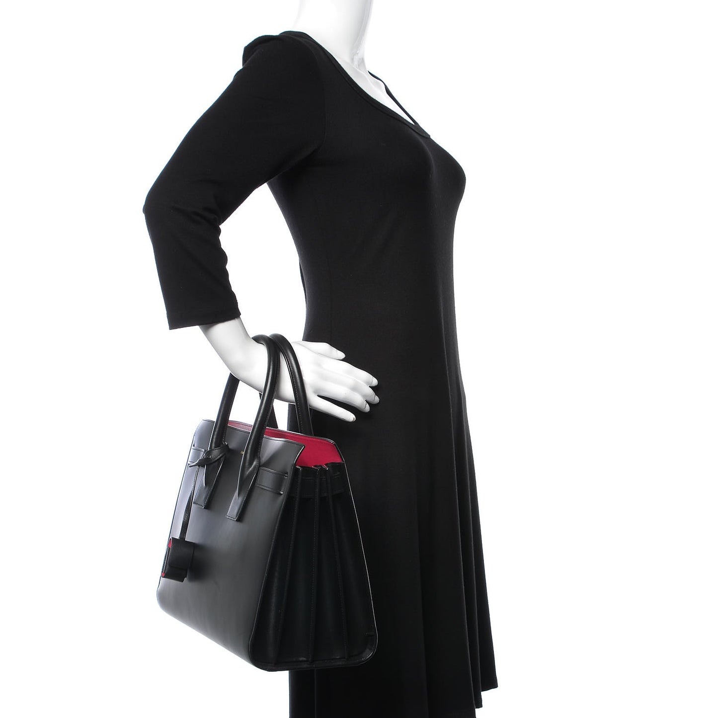 Calfskin Small Sac De Jour Black Fuchsia