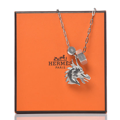 Hermes Palladium Talismans Dragon H Pendant Necklace 7 of 7