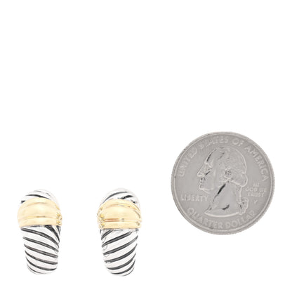 David Yurman Sterling Silver 14K Yellow Gold Thoroughbred Shrimp Earrings 2 of 5