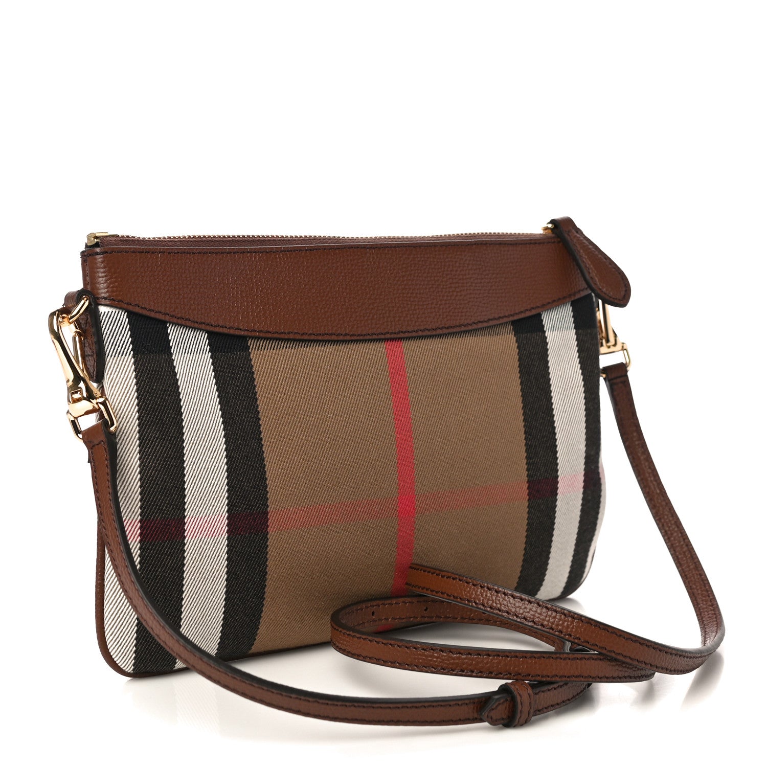 Burberry House Check Derby Peyton Crossbody Clutch Bag Tan 3 of 9
