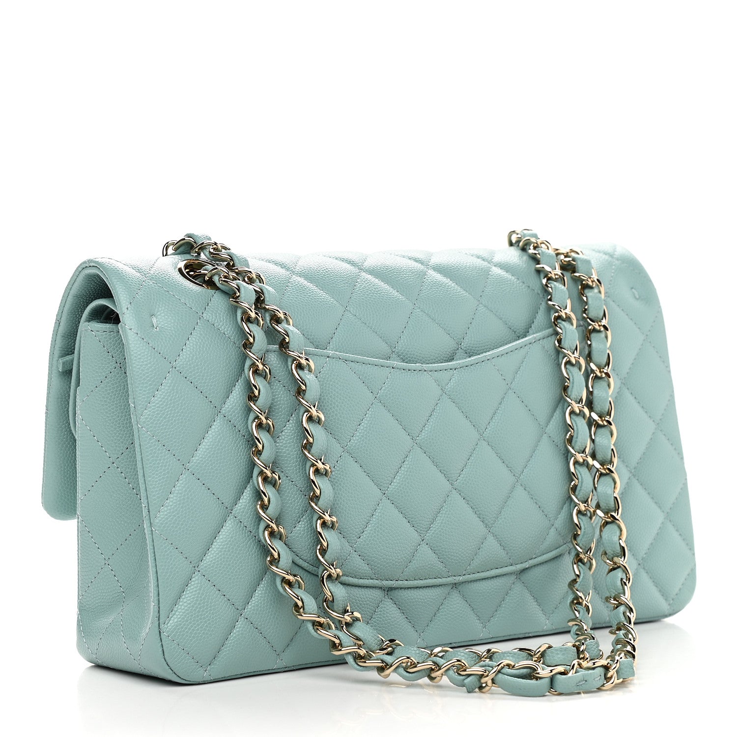Chanel Caviar Quilted Medium Double Flap Light Blue 3 of 10