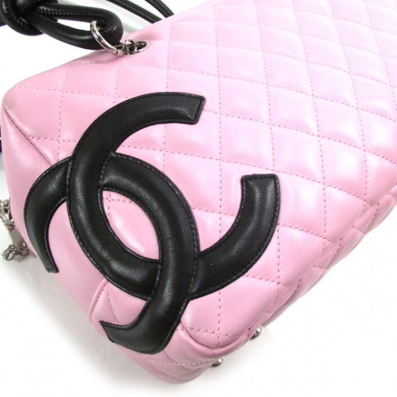 Calfskin Quilted Large Cambon Bowler Pink Black
