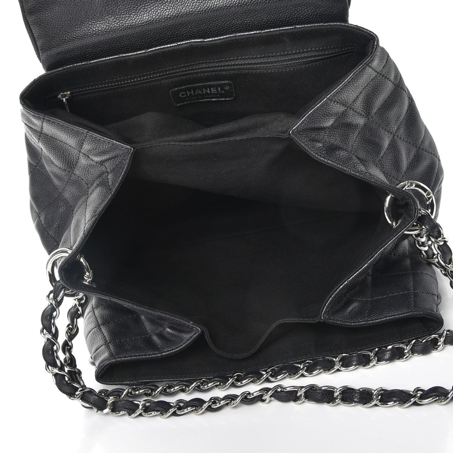 Caviar Quilted Timeless Accordion Flap Black