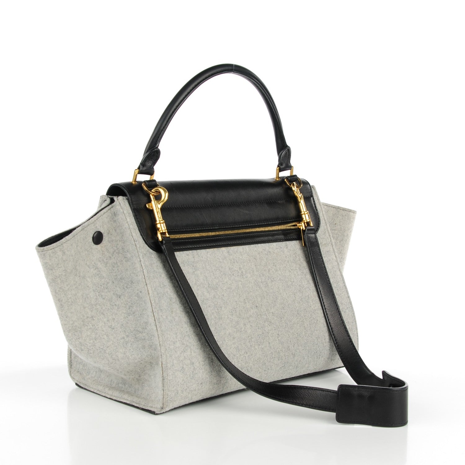 Celine Felt Smooth Calfskin Medium Trapeze Pearl Grey 3 of 8