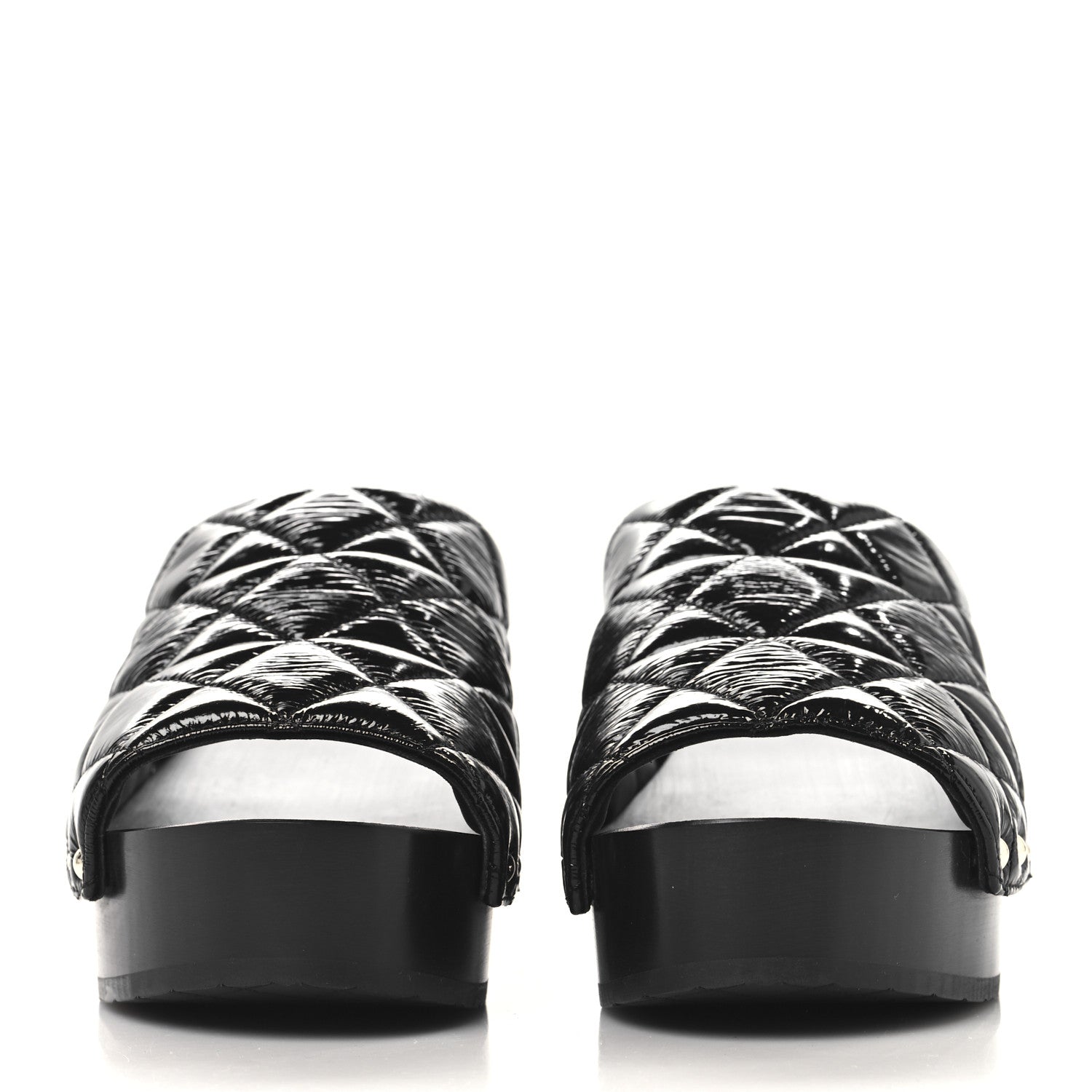 Chanel Patent Lambskin Quilted CC Clogs 38 Black 3 of 9