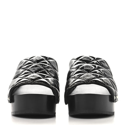 Chanel Patent Lambskin Quilted CC Clogs 38 Black 3 of 9