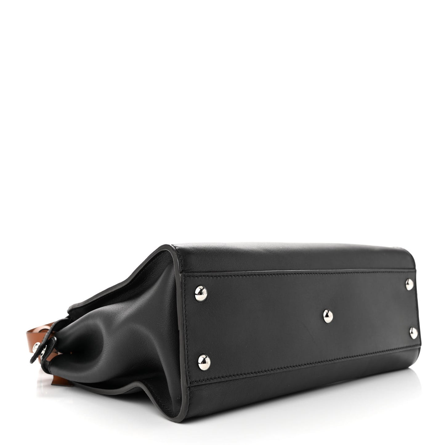 Vitello Seta Nappa Ribbon Medium Peekaboo Iconic Satchel Black Corteccia