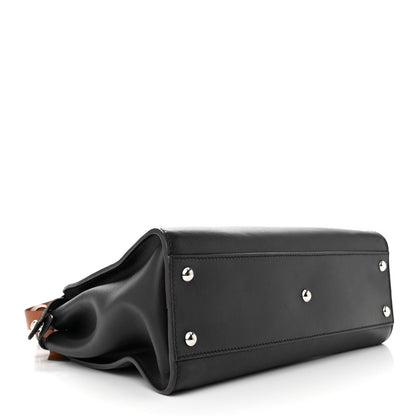 Fendi Vitello Seta Nappa Ribbon Medium Peekaboo Iconic Satchel Black Corteccia 4 of 13
