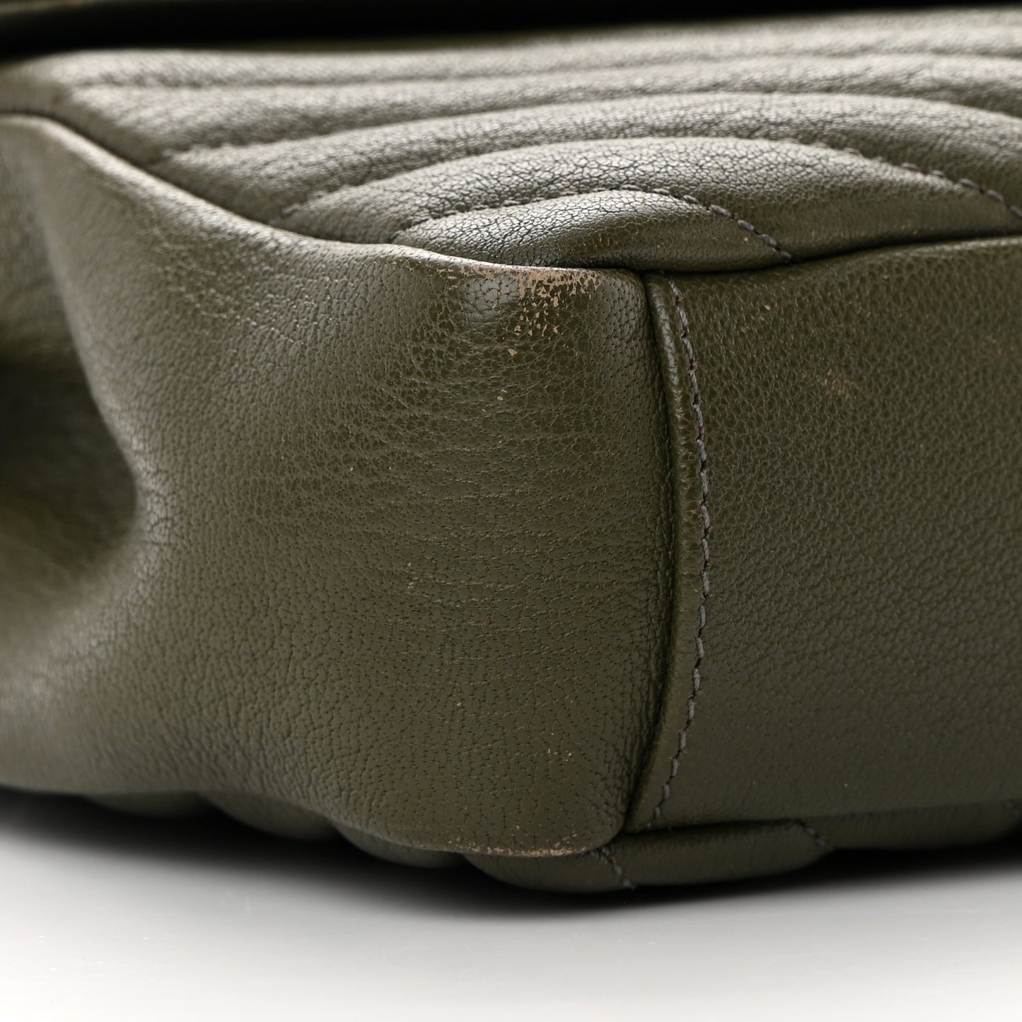 Sheepskin Matelasse Chevron Monogram Medium College Bag Military Olive