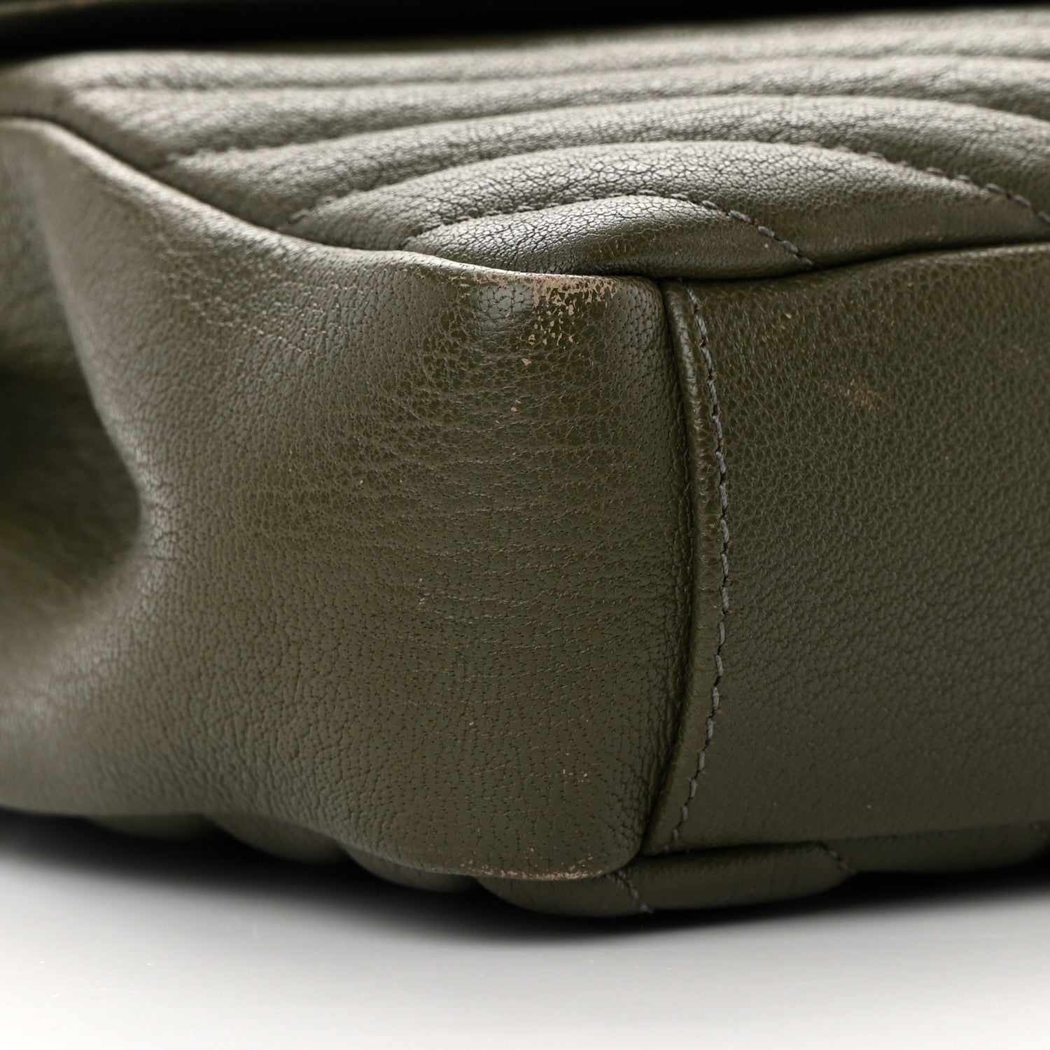 Saint Laurent Sheepskin Matelasse Chevron Monogram Medium College Bag Military Olive 9 of 20