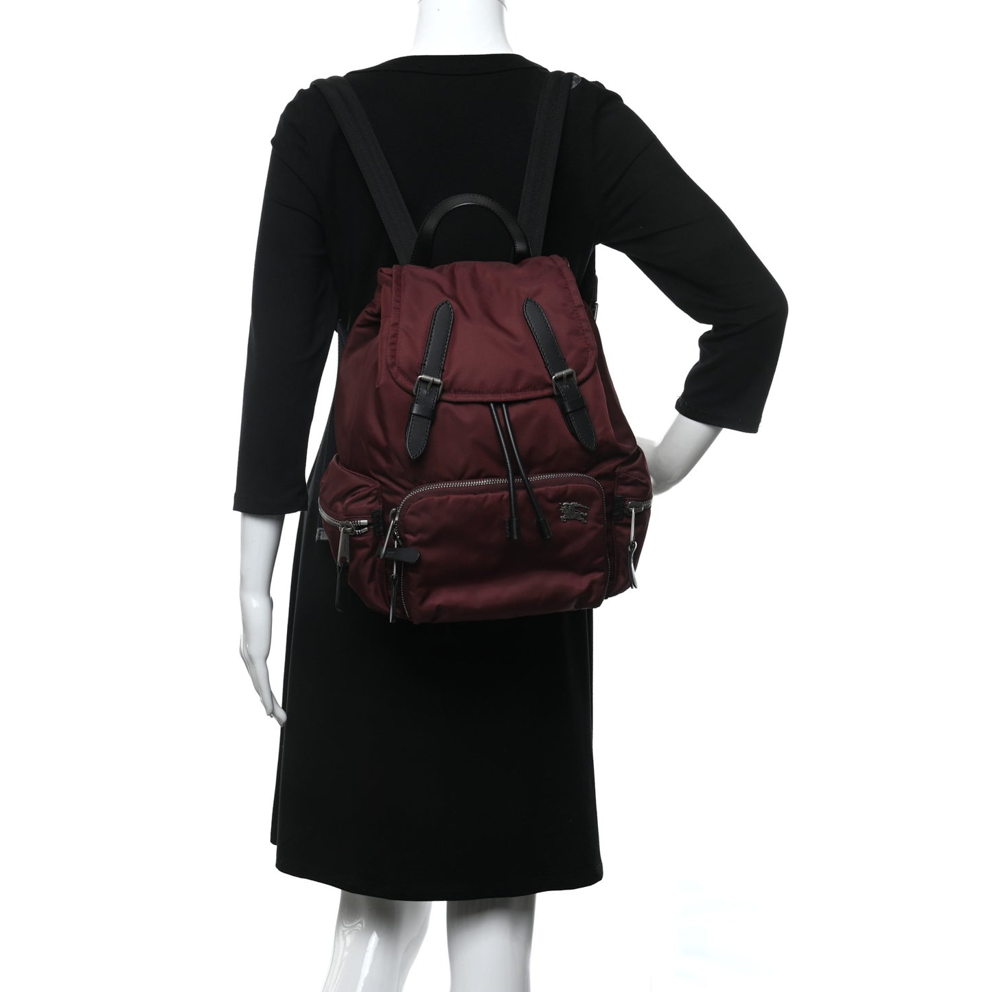 Nylon Puffer Medium Rucksack Backpack Burgundy