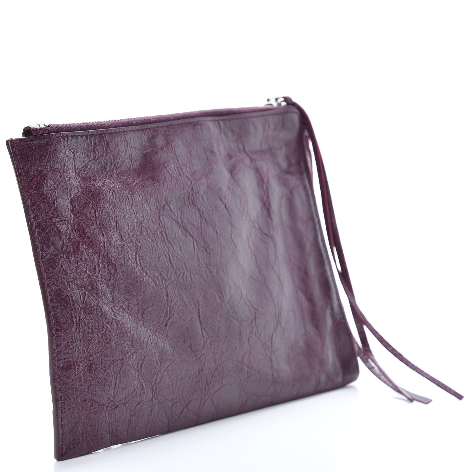 Balenciaga Agneau Arena Classic Silver Hardware Small Pouch Violet Prune 3 of 7