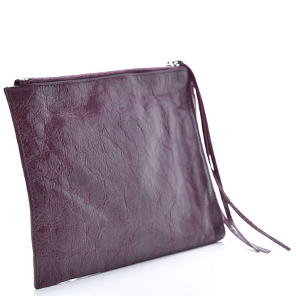 Balenciaga Agneau Arena Classic Silver Hardware Small Pouch Violet Prune 3 of 7