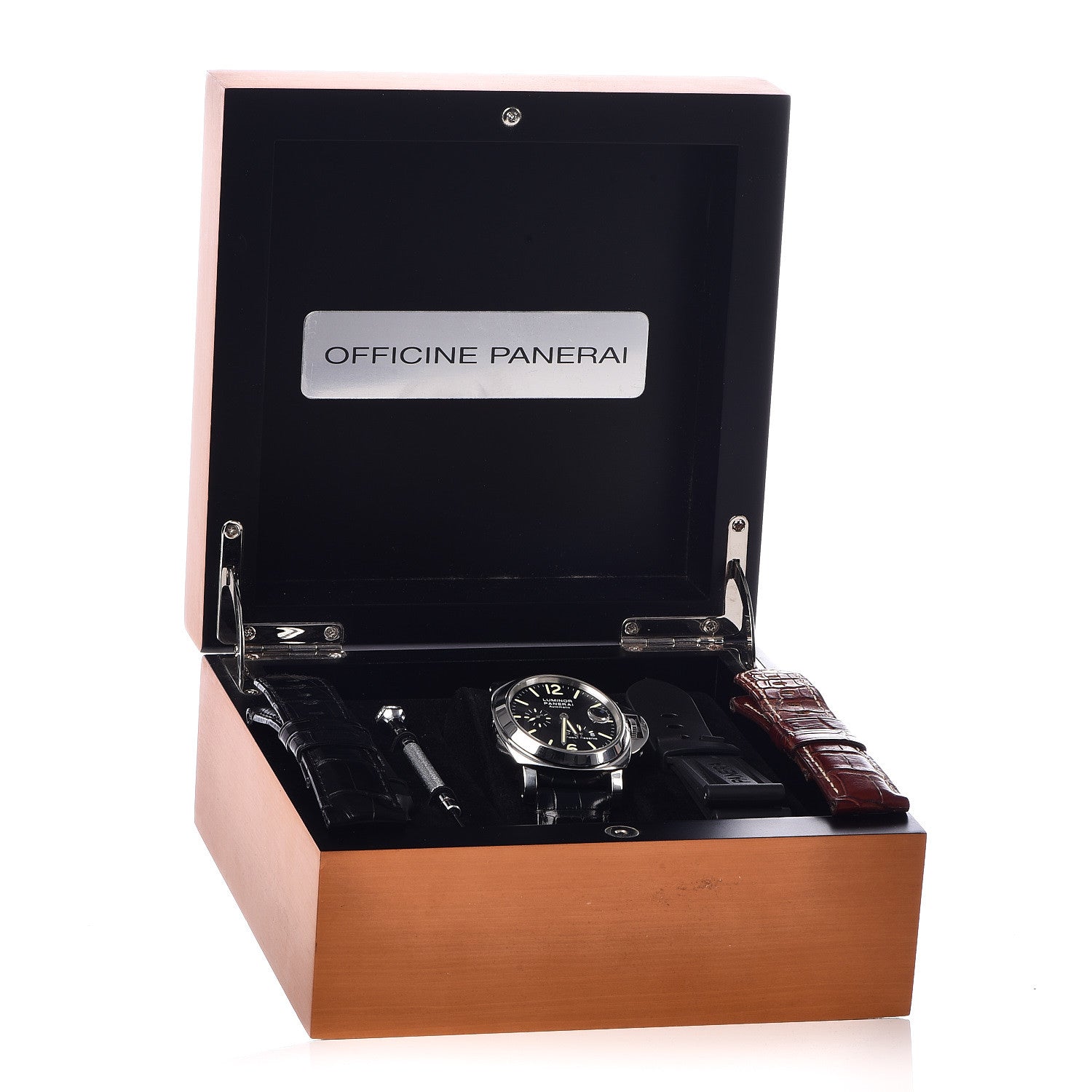 Panerai Stainless Steel Alligator 44mm Luminor 3 Day Power Reserve Automatic Watch Black PAM01090 7 of 7