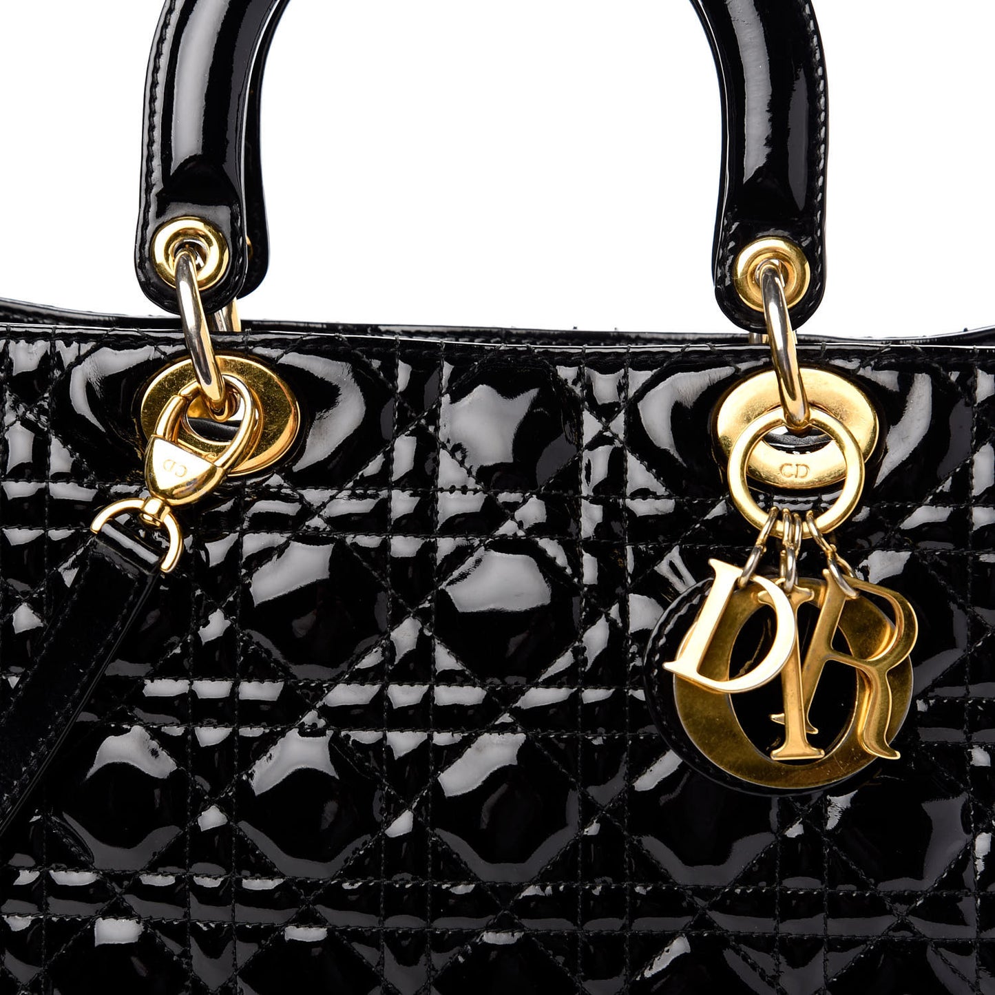 Patent Cannage Large Lady Dior Black