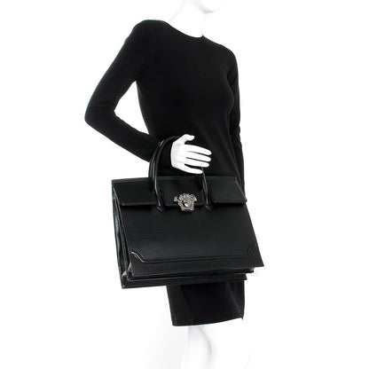 Versace Legno Calfskin Palazzo Top Handle Briefcase Black 3 of 7