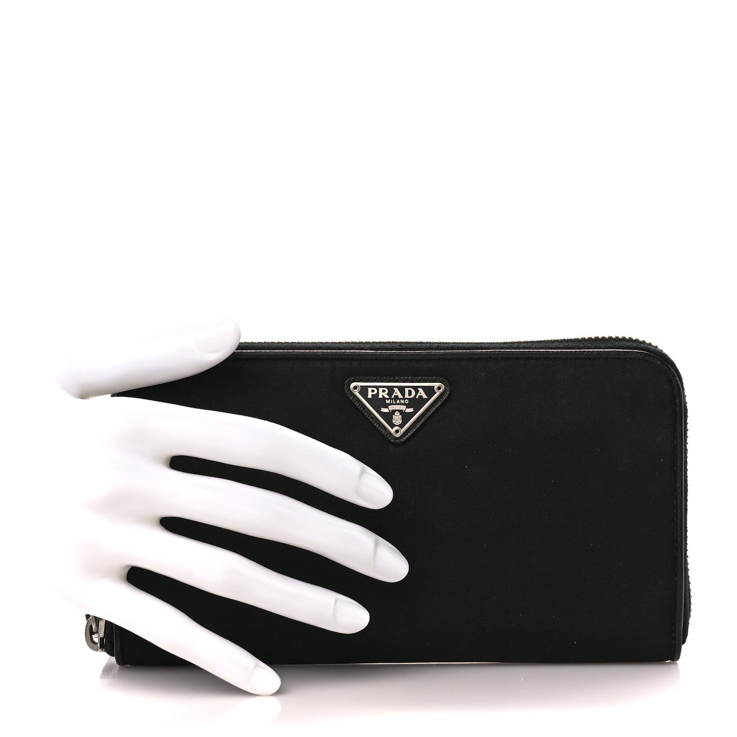 Prada Tessuto Nylon Zip Around Wallet Black 2 of 12