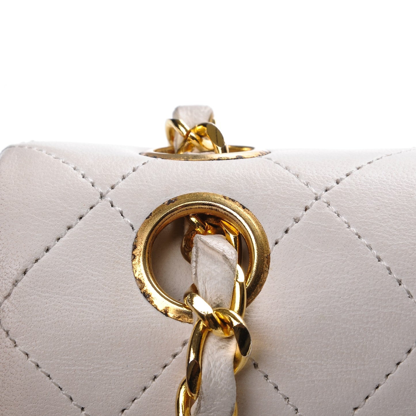 Lambskin Quilted Small Double Flap White
