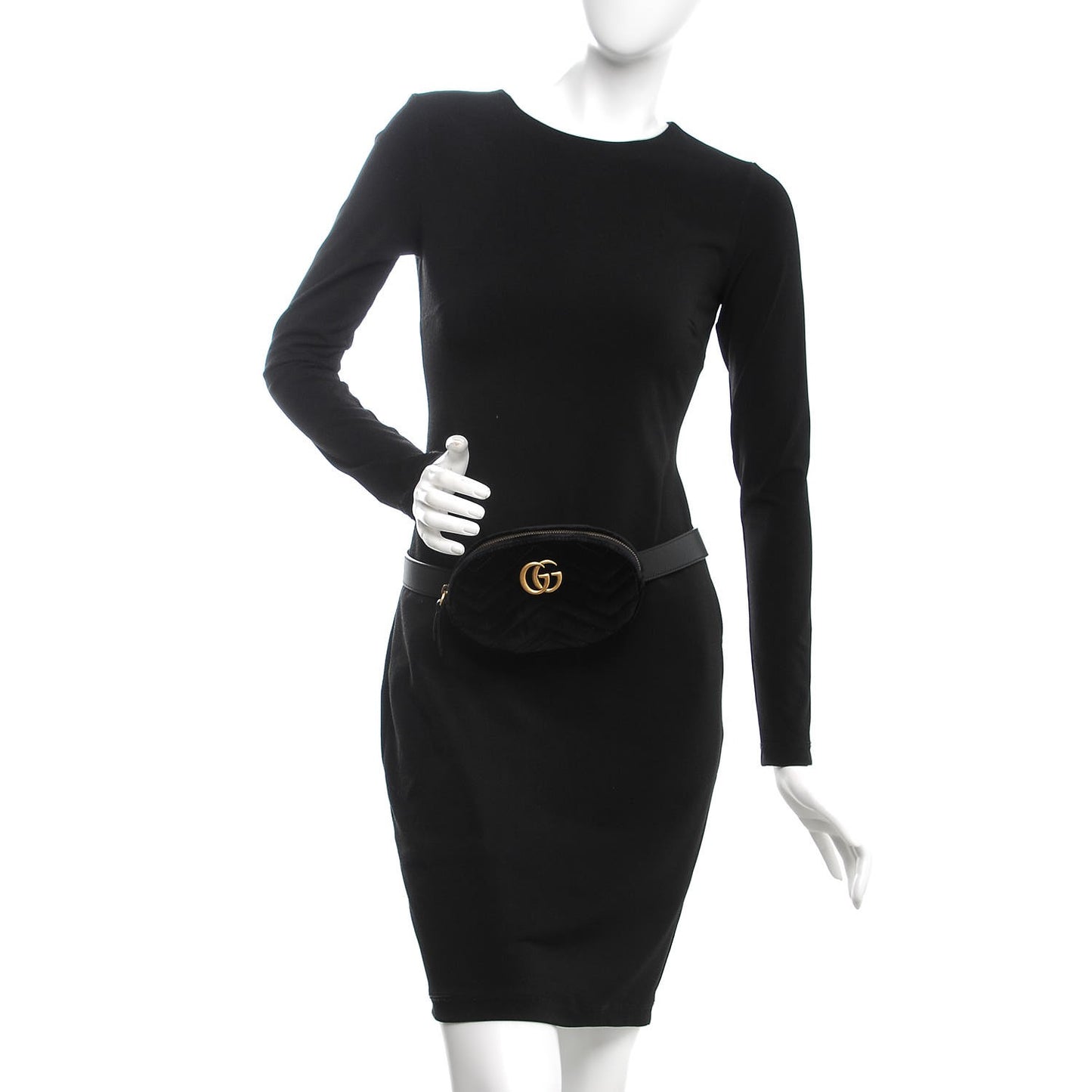 Velvet Matelasse GG Marmont Belt Bag 85 34 Black