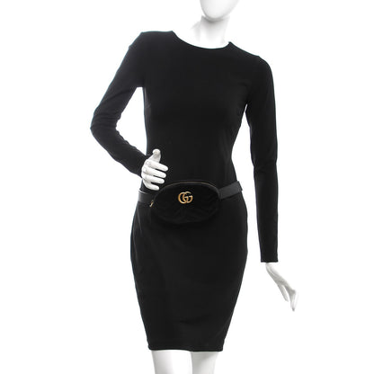 Gucci Velvet Matelasse GG Marmont Belt Bag 85 34 Black 2 of 8
