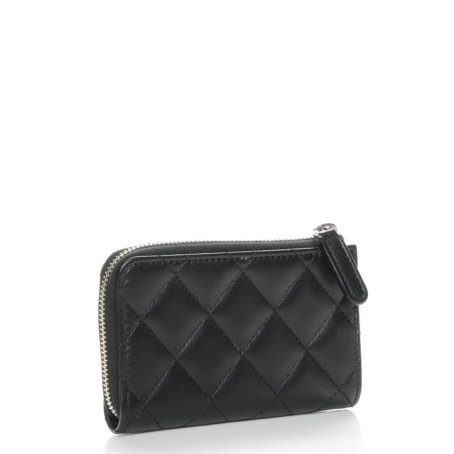 Lambskin Quilted Key Holder Case Black
