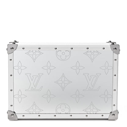 Louis Vuitton Calfskin Mirror Monogram Etched Jewelry Box Trunk White 1 of 12