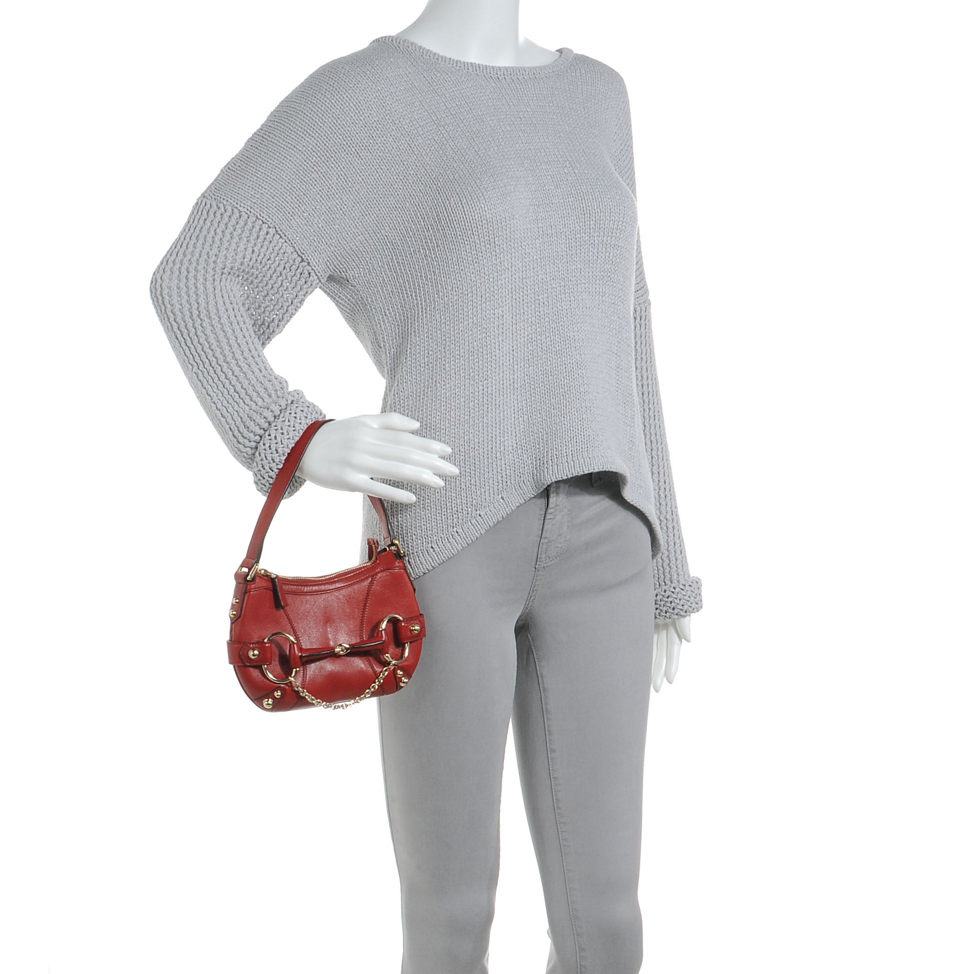 Gucci Leather Horsebit Small Handbag Red 2 of 7