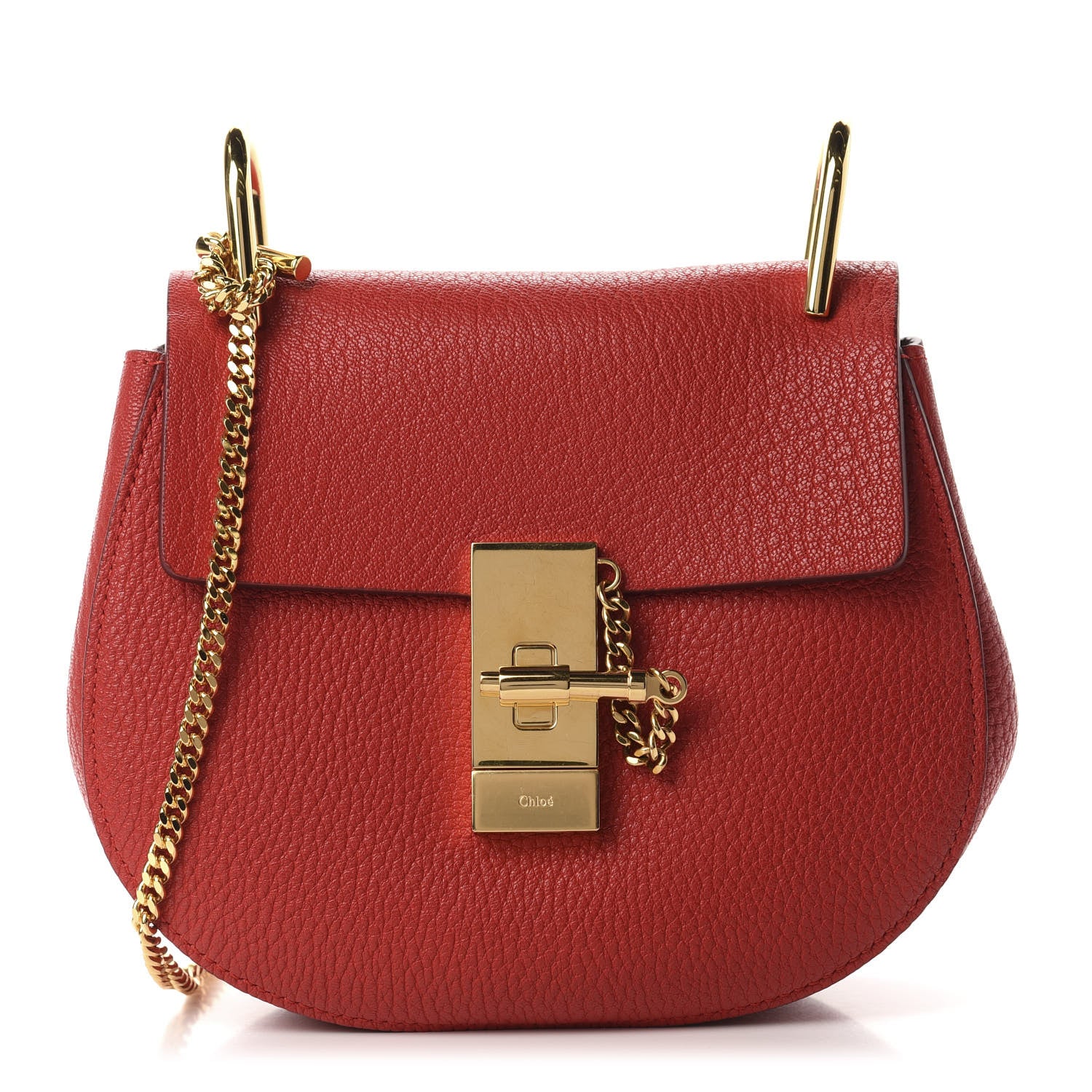 Chloe Grained Lambskin Mini Drew Shoulder Bag Plaid Red 1 of 10
