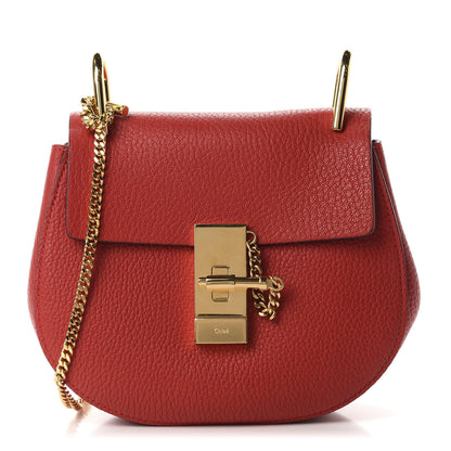 Chloe Grained Lambskin Mini Drew Shoulder Bag Plaid Red 1 of 10