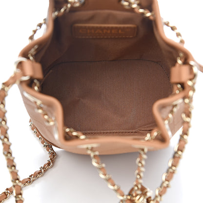 Chanel Calfskin Stitched Chain Bucket Bag Beige 5 of 11