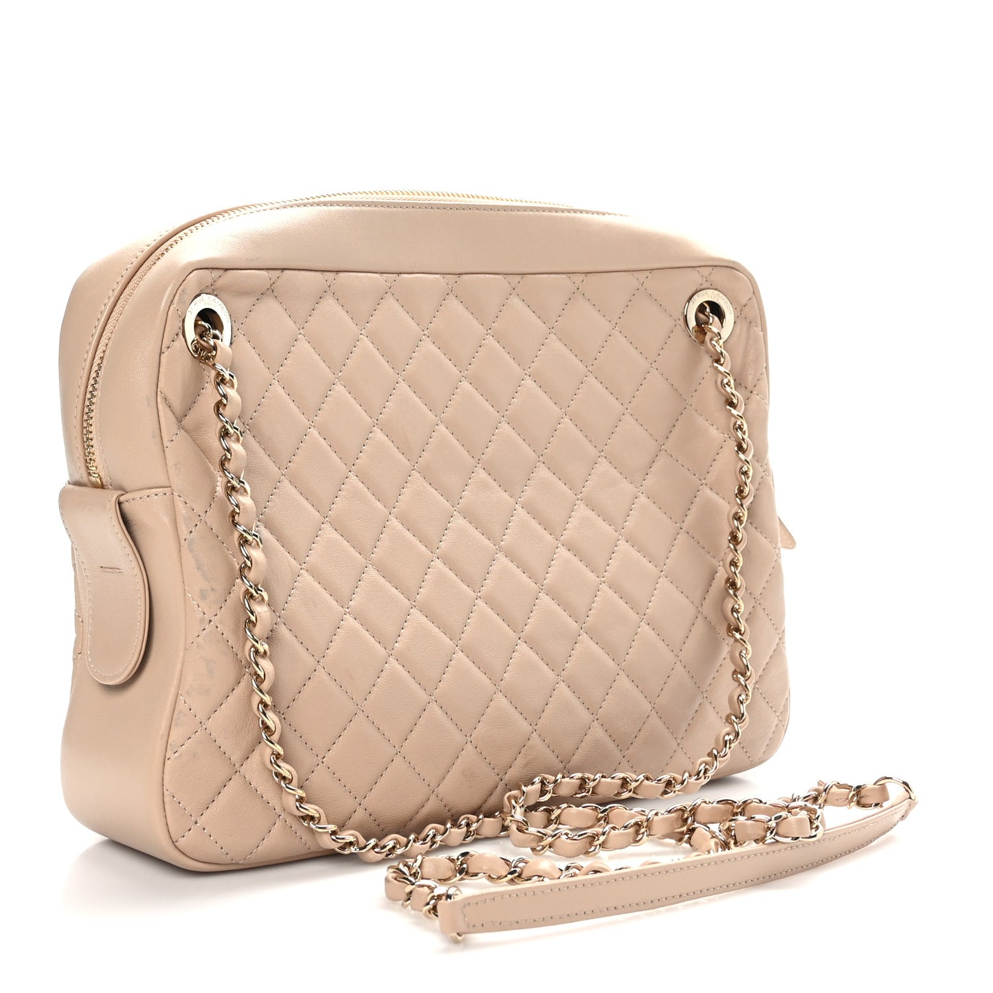 Lambskin Quilted Camera Case Beige