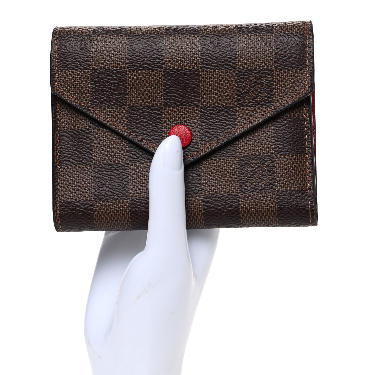 Louis Vuitton Damier Ebene Victorine Wallet Red 2 of 6