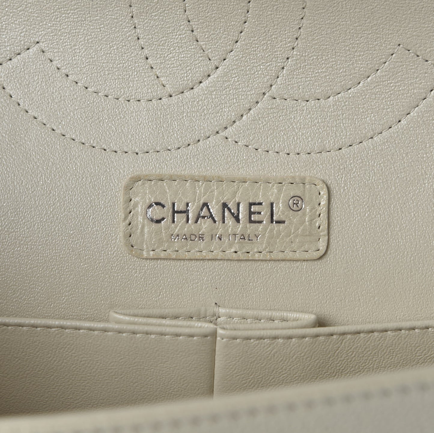 Pearly Caviar Quilted Jumbo Double Flap Dark White