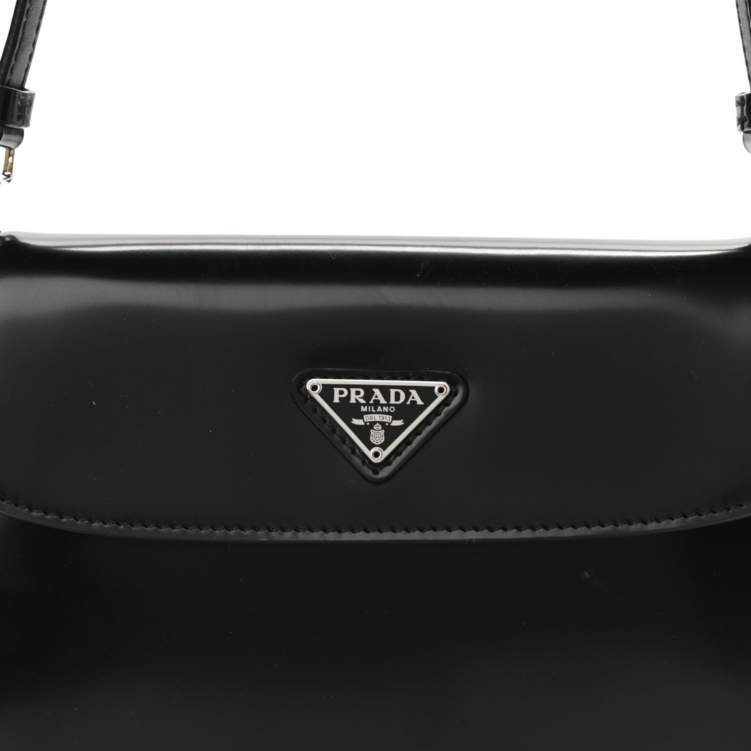 Prada Spazzolato Cleo Flap Shoulder Bag Black 7 of 9