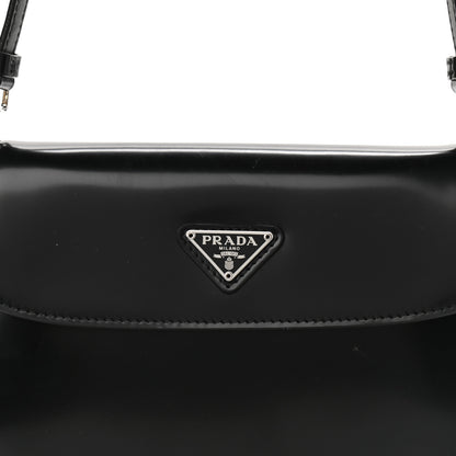 Prada Spazzolato Cleo Flap Shoulder Bag Black 7 of 9