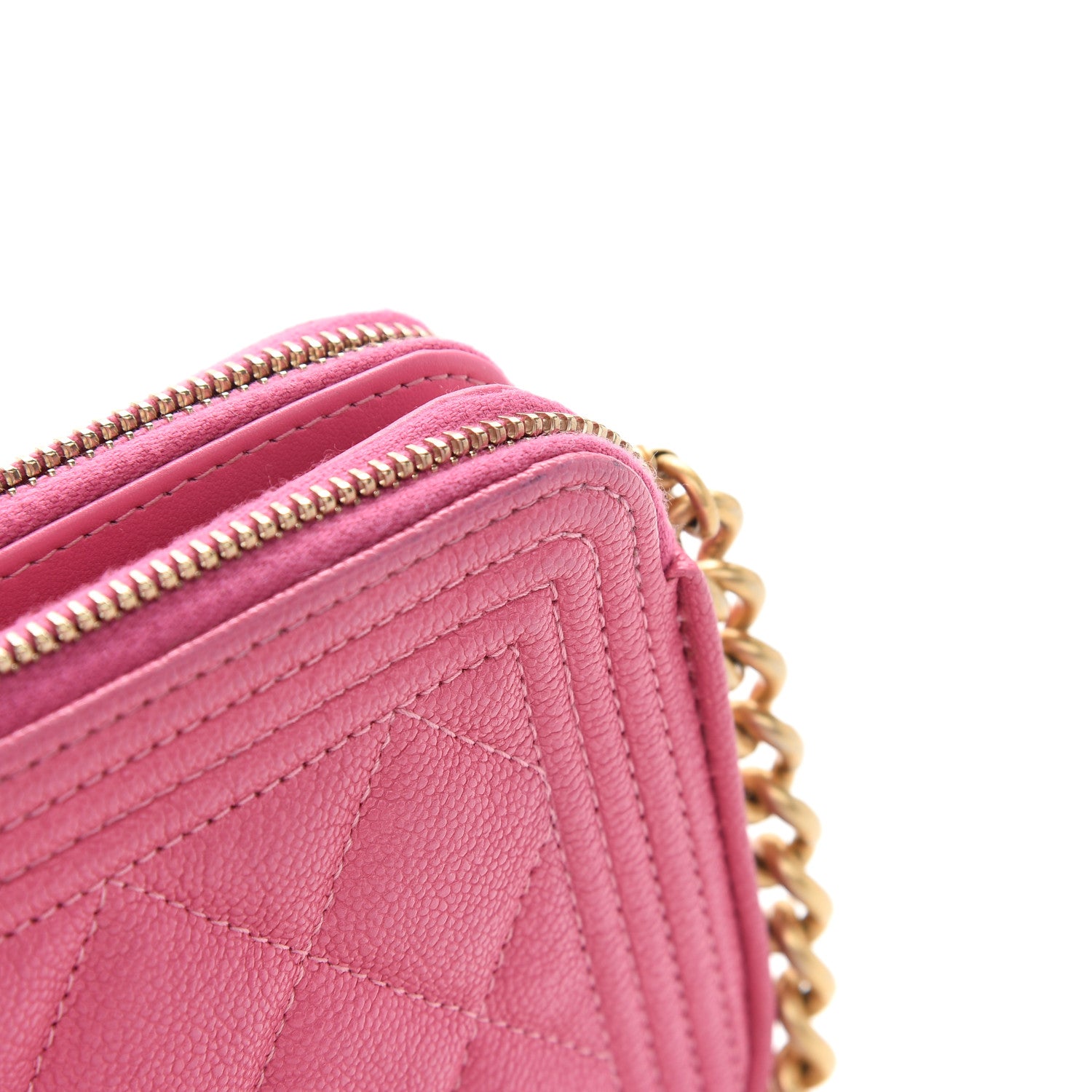 Chanel Caviar Quilted Small Boy Clutch With Chain Pink 13 of 14